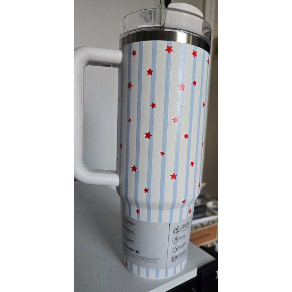 Stanley 30oz Quencher H2.0 Tumbler Blue Story Stripes Stars 10-13236-0387 - Picture 3 of 7